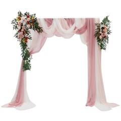 Ceiling Drapes Wedding Arch Draping Fabric Chiffon Decor w/ Artificial Flowers