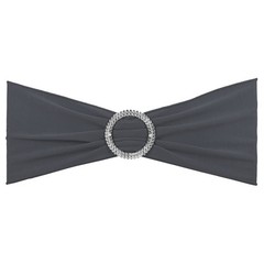25Pcs 14″x5″ Stretch Chair Sashes Bows Chair Bands Sash with Buckle Dark Gray