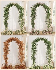 Metal Wedding Arch Backdrop Stand Set of 2 – 7.2FT & 6FT Gold Balloon Frame for