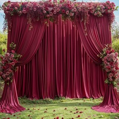 Burgundy 4 Panels Backdrop Curtains – 12ft High for Stunning Scenes