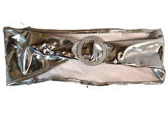 Spandex Chair Silver 30″ Metallic Stretch Sashes Rhinestone Decoration 150 Pcs