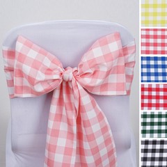 CHAIR SASHES Gingham Checkered Polyester Wedding Reception Decorations Wholesale