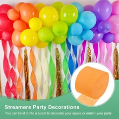 6-Rolls 492ft Crepe Paper Streamer for DIY [Orange-1.8 Inch x 82 Ft/Roll]