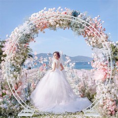 Metal Round Balloon Arch Backdrop Stand for Party Wedding Baby Shower Heavy Duty