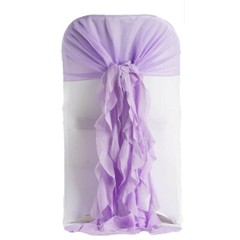 Lavender Premium Curly Chiffon CHAIRS Covers Cap SASHES Bows Ties Wedding