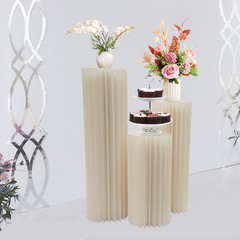 3xWhite Cardboard Flower Stands Wedding Decor Display Flower Stand & PVC Plates