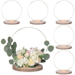 Rustic Wedding Centerpiece Set – 12″ Metal Floral Hoop & Unfinished Wood Slices