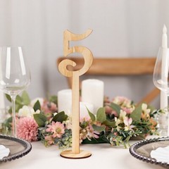 20 Natural 11 in Wood 1-20 TABLE NUMBERS Set on Sticks Round Base Party Events