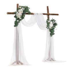 Uimoso Artificial Wedding Arch Flowers Kit White With 2 Pcs Flowers 2 Pcs Drapes