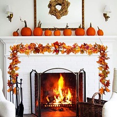 2 Pack Fall Maple Garland – 5.9ft/Piece Artificial Fall Foliage Mixed Color
