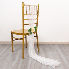 5 WHITE Sheer Crinkled Organza CHAIR SASHES Party Events Home Decorations