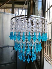 1PCS Assembled 50CM Hanger 22CM Centerpiece Frame w/Blue Pendant Acrylic Beads