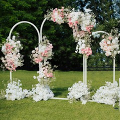 3pcs Elegant White Metal Arch Backdrop Stand Arched Frame Wedding Ceremony Decor