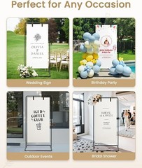 Wedding Welcome Sign Stand Easel Holder for Signs Black with Ground Stakes
