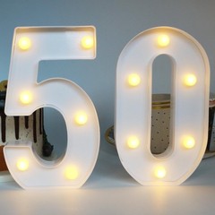Light Up Numbers 50 Sign for Wedding Anniversary, 50th Birthday Party Decorat…