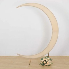 7.5 ft BEIGE Fitted Spandex Half Crescent Moon Arch BACKDROP STAND Cover