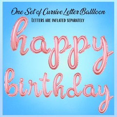 Rose Gold Happy Birthday Balloons Banner | Script/Cursive Rose Gold Letter Ba…