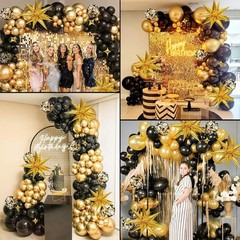 Black and Gold Balloon Arch Kit 117 PCS, Gold and Black Party Decorations, 20…