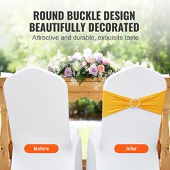 VEVOR 50PCS Gold Stretch Spandex Chair Sashes Elastic Band Wedding Party Dining