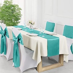10 Pack Satin Table Runners – 12×108 Inch, Wedding & Party Decor,Bright & Aqua