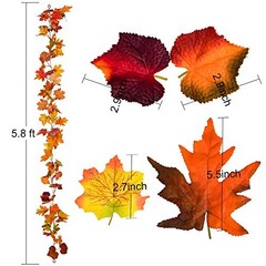 2 Pack Fall Maple Garland – 5.9ft/Piece Artificial Fall Foliage Mixed Color