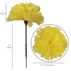 Larksilk Yellow Carnations, Fake Flowers, 100 Pack for Events, Weddings, DIY