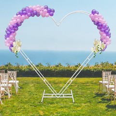 Metal Heart Shaped Wedding Arch Backdrop Stand White for Wedding Ceremony