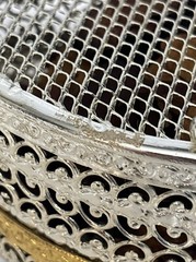 Vintage 4×4 Inch Metal Heart Wedding Container + Lid With Dried Red Rose Petals