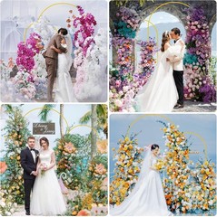 Gold Metal Arched Backdrop Stand Set for Weddings, Birthdays, and Celebrations