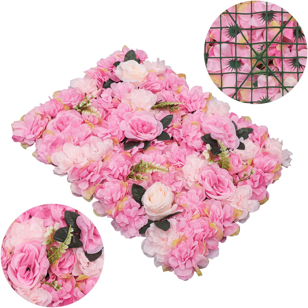 12Pcs Pink Wall Backdrop Panels For Wedding Decor 60x40cm Flower Wall Panels