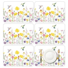 6 Pcs Flower and Bird Placemats, 11×16 Inch Summer Watercolor flower bird