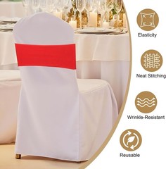 Premium Spandex Chair Sashes Bows 50 Pcs Elastic Stretch Chair Cover Band Ties