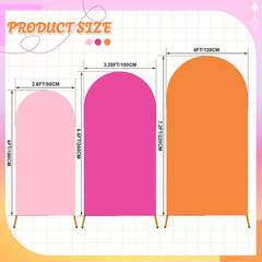 3 Set Orange Rose Red Pink Party Arch Backdrop Cover 7.2Ft, 6.6Ft, 6Ft Spandex F