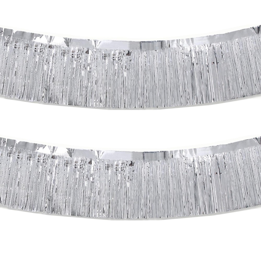 Silver Foil Fringe Garland 10FT 2packs, Metallic Foil Tinsel Fringe Banners f…