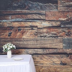 DARK BROWN 8 ft x 8 ft Printed Vinyl Photo Backdrop 3D Wood Design Banner Events
