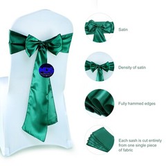 100 EMERALD Satin Chair Sashes Bows Wedding Party Banquet Events DIY Decoration