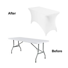 Spandex 4ft Waterproof Table Cover for Party,Wedding, Banquet, and Events(Whi…