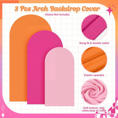 3 Set Orange Rose Red Pink Party Arch Backdrop Cover 7.2Ft, 6.6Ft, 6Ft Spandex F