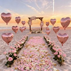 Rose Gold Heart Balloons, 12 Pcs 18 inch Heart Shaped Foil Balloons, Large He…