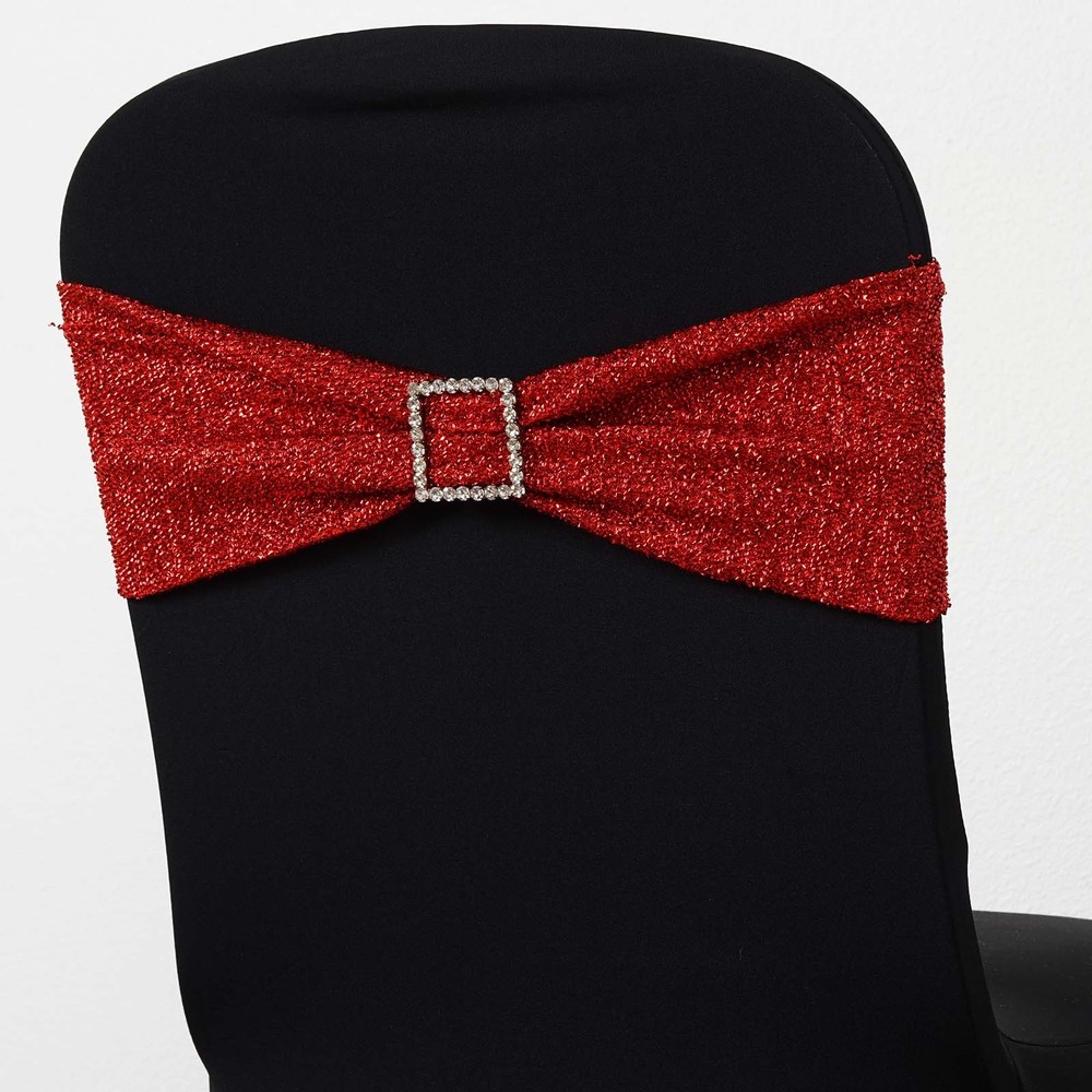 10 Red Glittered Spandex CHAIR SASHES Wedding Party Reception Decorations SALE