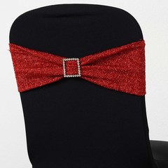 10 Red Glittered Spandex CHAIR SASHES Wedding Party Reception Decorations SALE