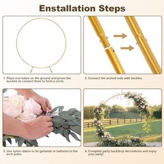 Metal Round Balloon Arch Kit, 7.2ft (2.2m) Golden Round Arch Stand Kit: 6.9FT