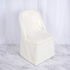 6 Ivory Polyester FOLDING Flat CHAIR COVERS Wedding Party Banquet Decorations