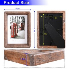 5×7 Picture Frame – Rustic Wooden Picture Frame with Real Tempered Glass, Gif…