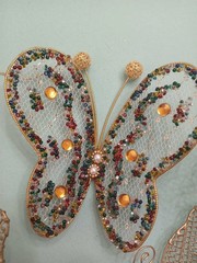 Butterfly Set of 8 Large Wedding Decorations Sparkly beaded vtg