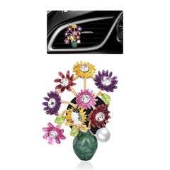 ORIESSE Flower Car Decor,Cute Dasiy 1 Count (Pack of 1), White,Green,Gold