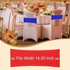 50 Pcs Spandex Chair Sashes Bows with Slider Buckle, Blue