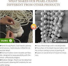 Pearl Wedding Chair Decor, String Pearls for Crafting (White) | Pearl Beaded Cha