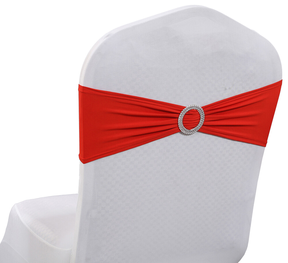 100 Spandex Stretch Chair Cover Sashes Bows for Wedding Party (Red) ~ FREE SHIP