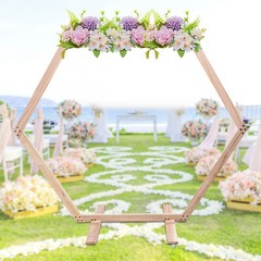 7.1 FT Hexagon Wood Wedding Arch Frame Decor Wood Hexagon Arch Backdrop Stand